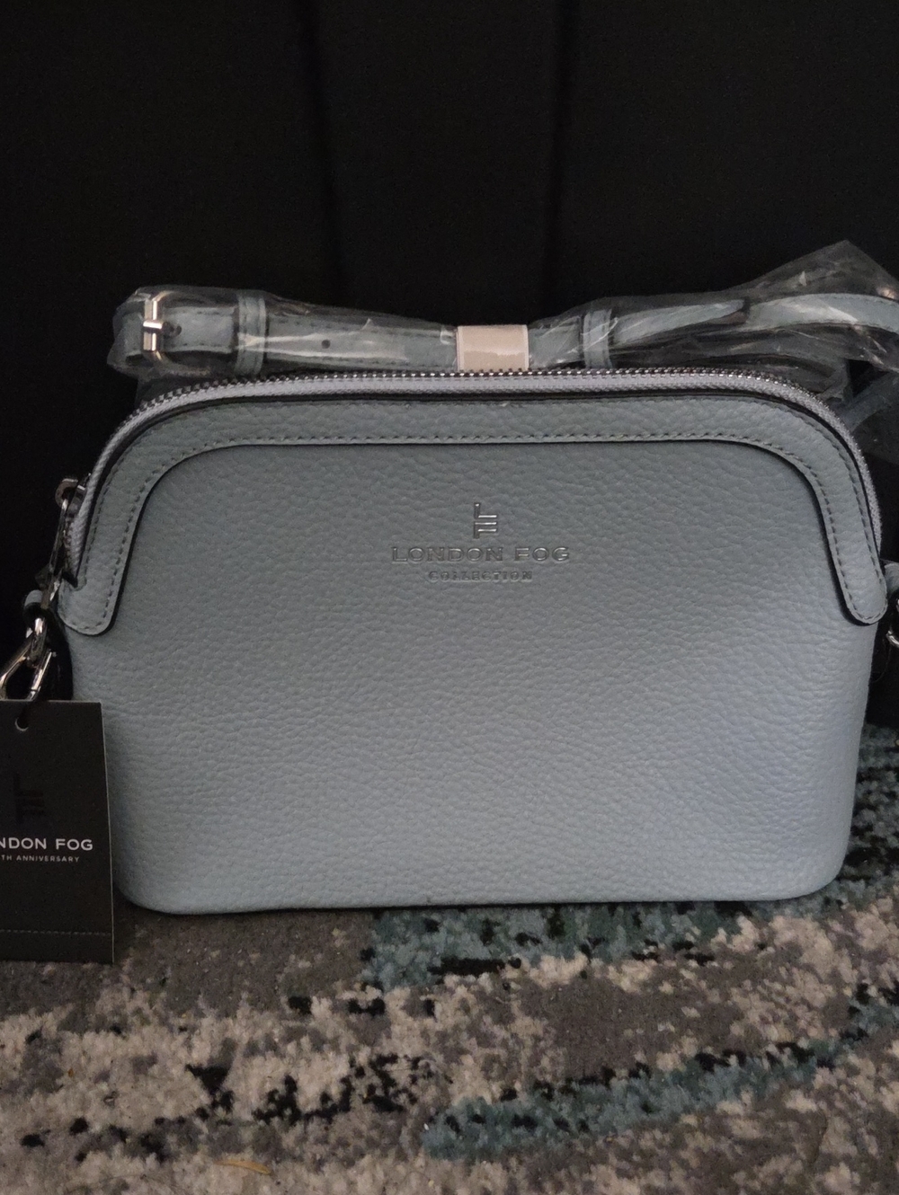 Powder Blue London Fog Powder Blue Pebble Leather Crossbody Bag
